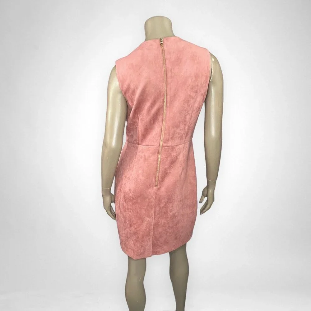 TAHARI‎ 8 Petite Pink Faux Suede Sleeveless Sheath Dress Business Casual
